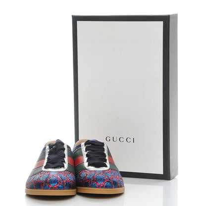 Gucci Lurex Calfskin Web GG Monogram Womens Falacer Sneakers 37 Iridescent Blue Iridescent Red Silver 11 of 11