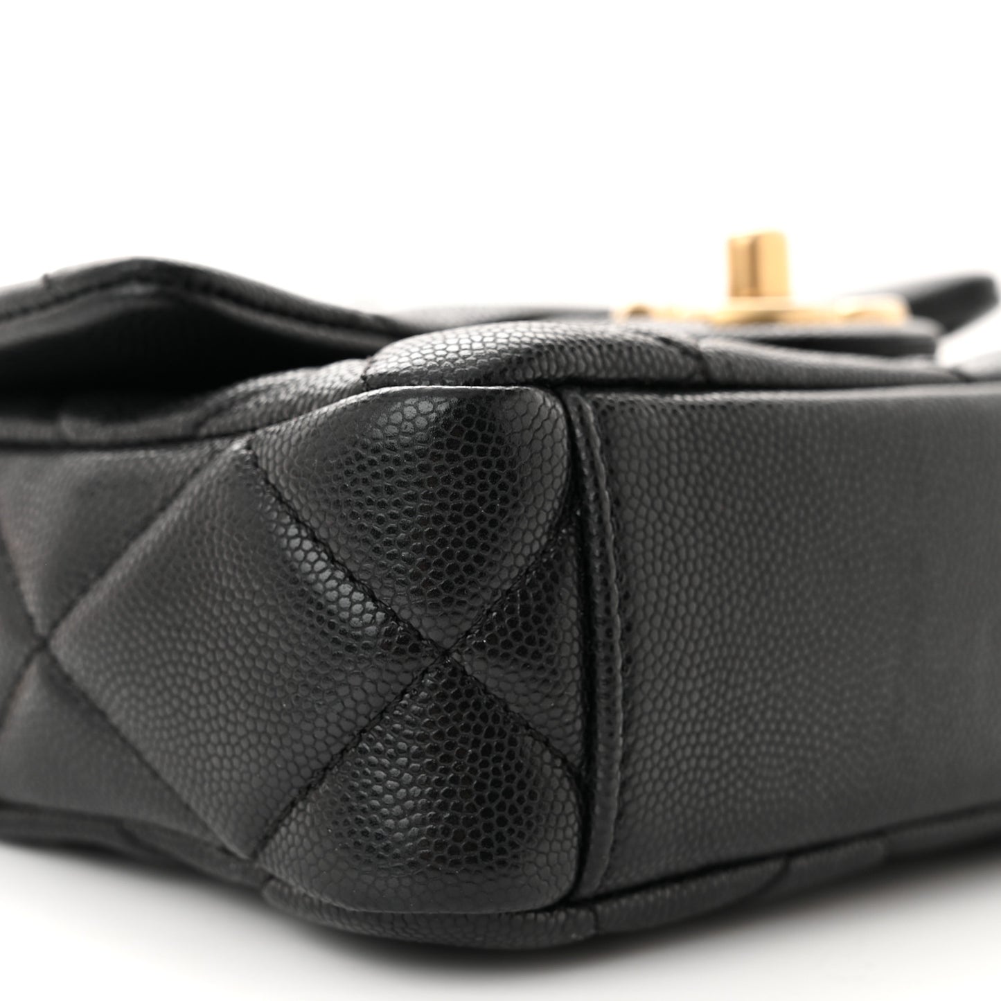 Caviar Quilted Mini Twist Your Buttons Flap Black