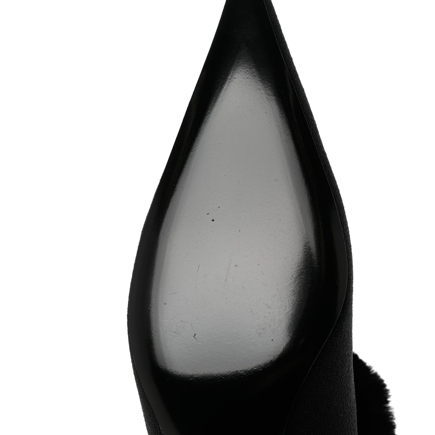 Sustainable Knit Faux Fur Knife Pointed Toe 40mm Mules 37 Black
