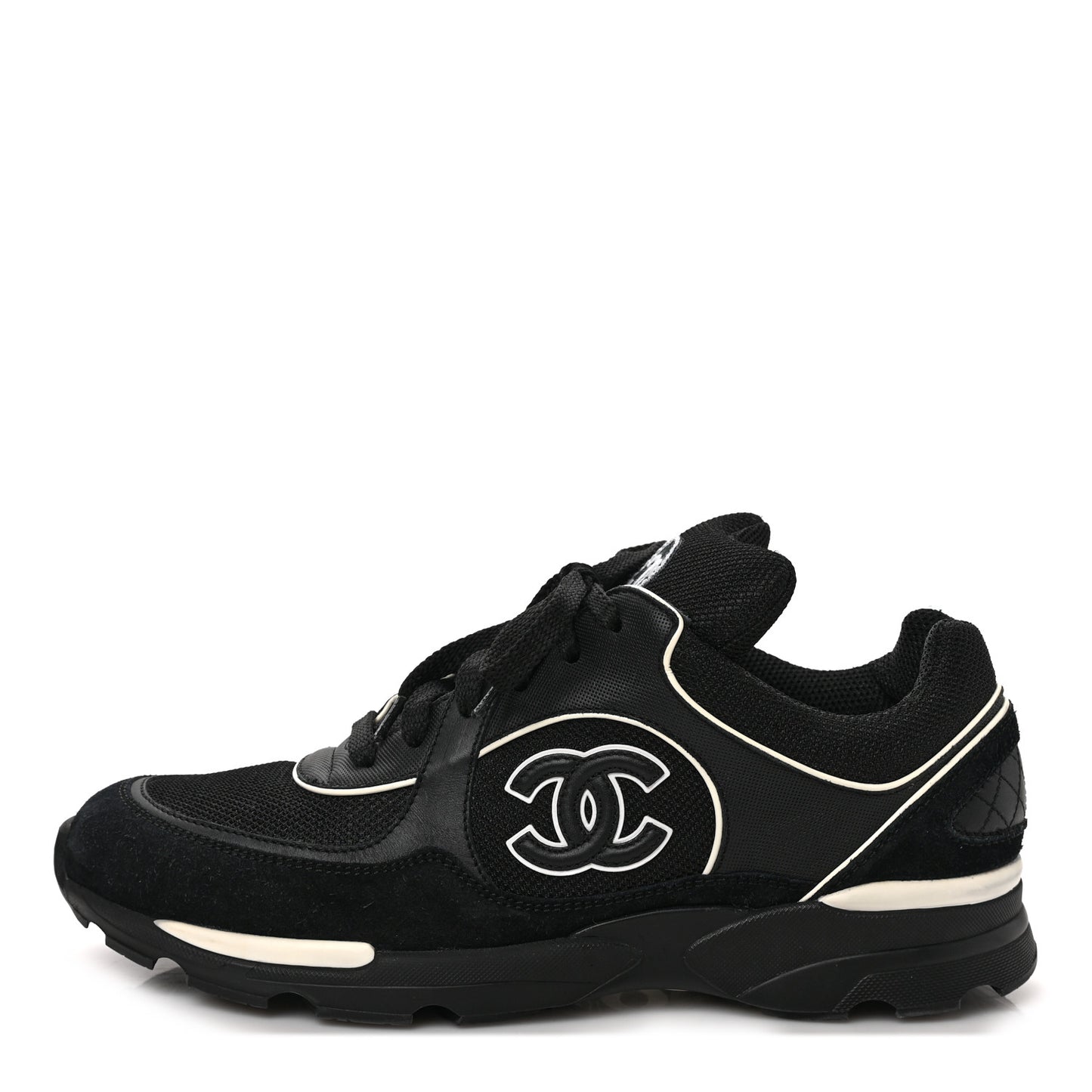 Toile Suede Calfskin CC Sneakers 40 Black White