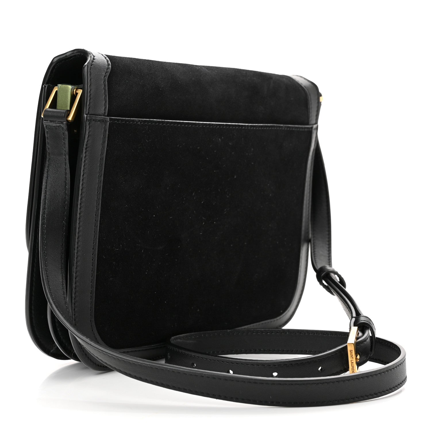 Saint Laurent Suede Smooth Calfskin Monogram Medium Solferino Soft Satchel Black 3 of 11
