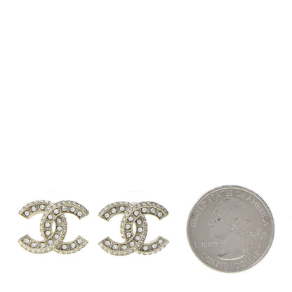 Chanel Crystal Timeless CC Earrings Light Gold 2 of 4