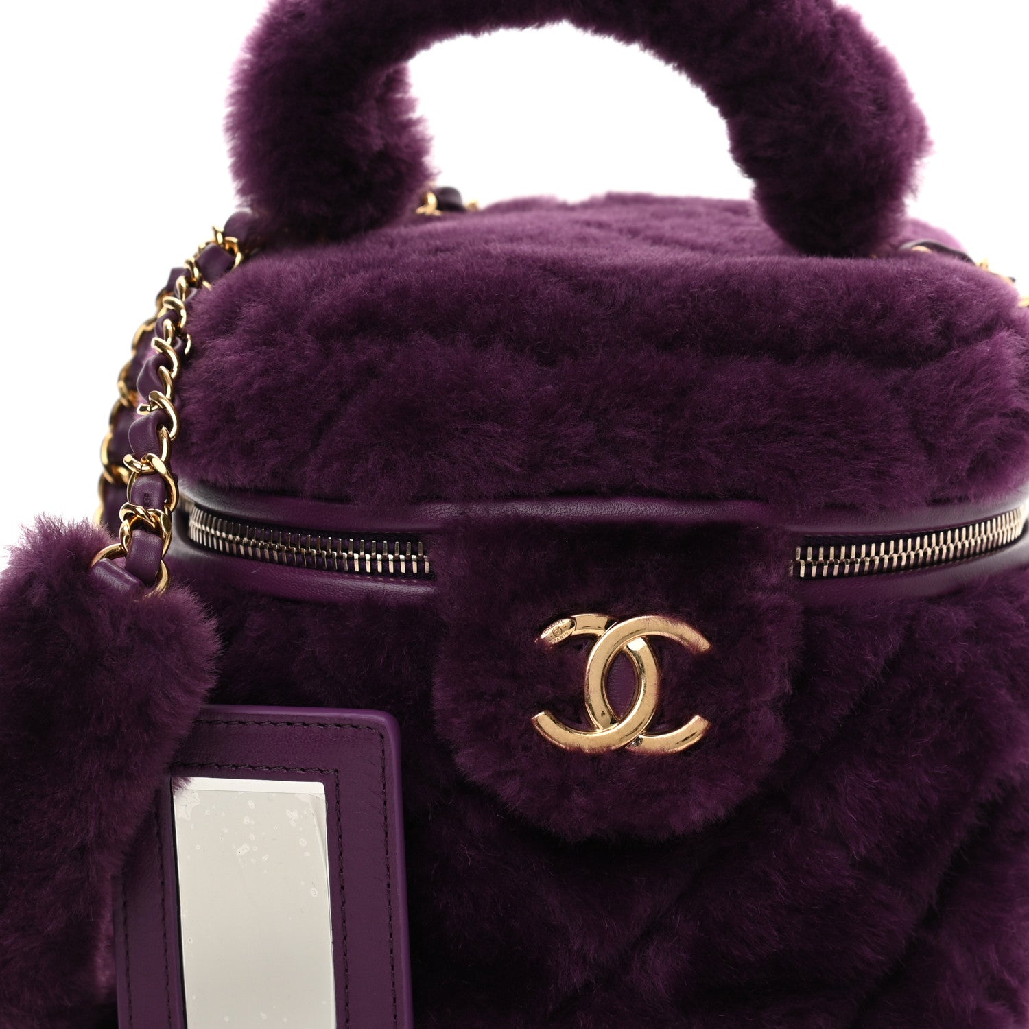 Chanel Shearling Lambskin Quilted Small Vanity Case Purple 8 of 10