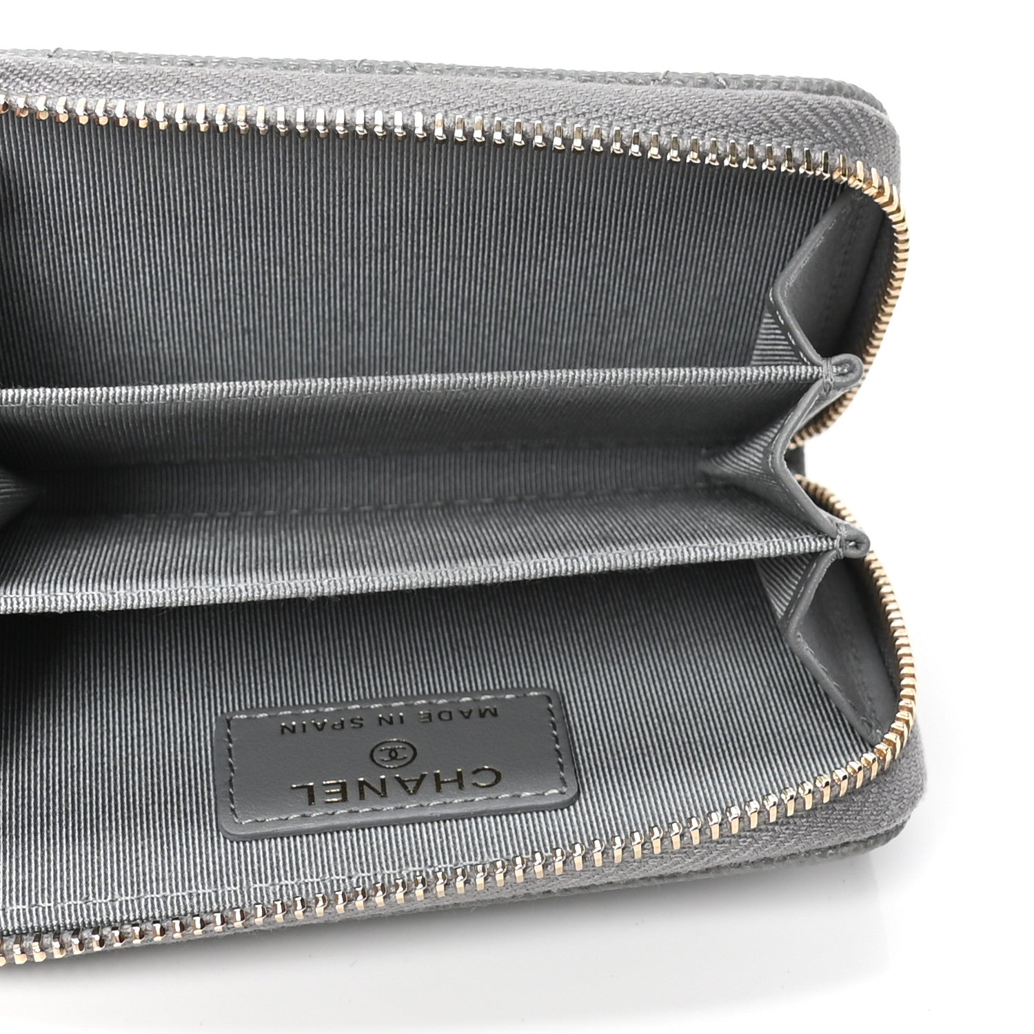 Chanel Caviar Quilted Zip Coin Purse Grey 4 of 4
