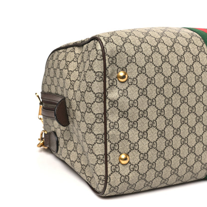 Gucci GG Supreme Monogram Textured Dollar Calfskin Web Medium Ophidia Carry-On Duffle Bag Beige Ebony New Acero 8 of 9