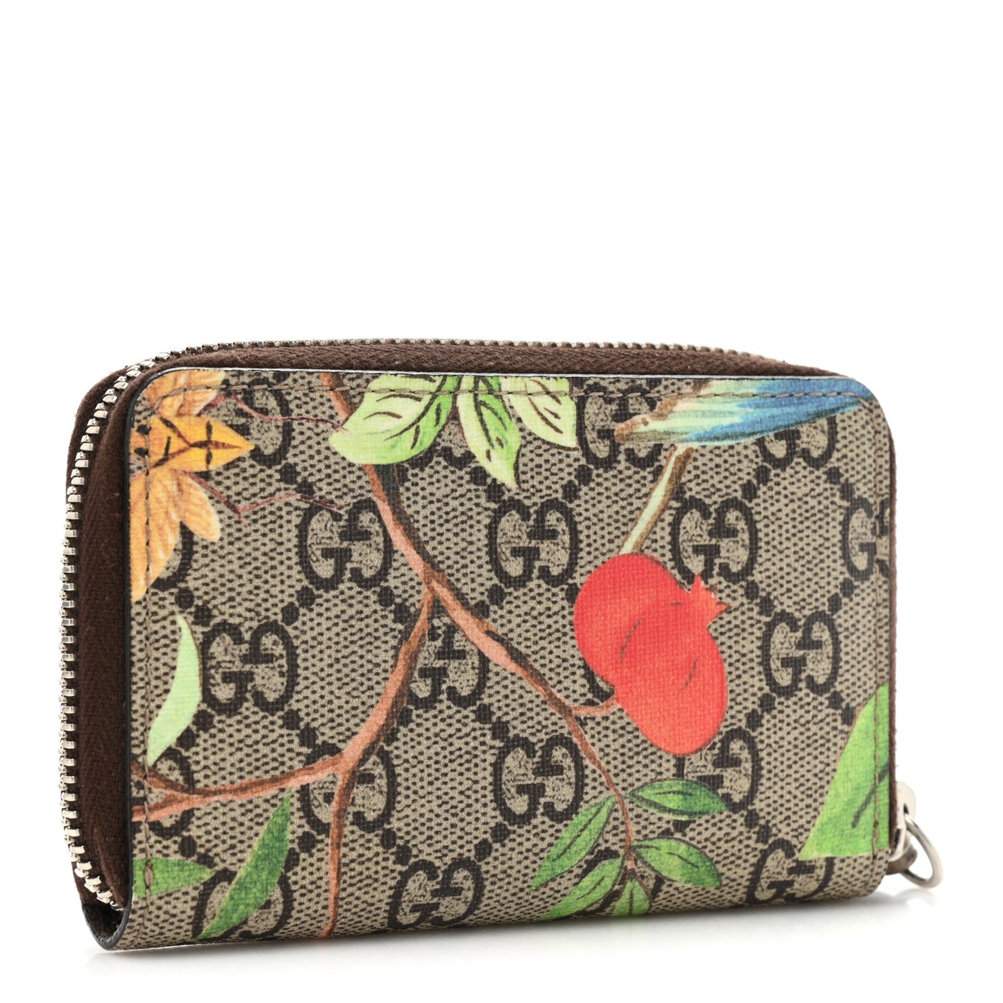 GG Supreme Monogram Tian Zip Around Card Case Wallet Beige Multicolor New Acero