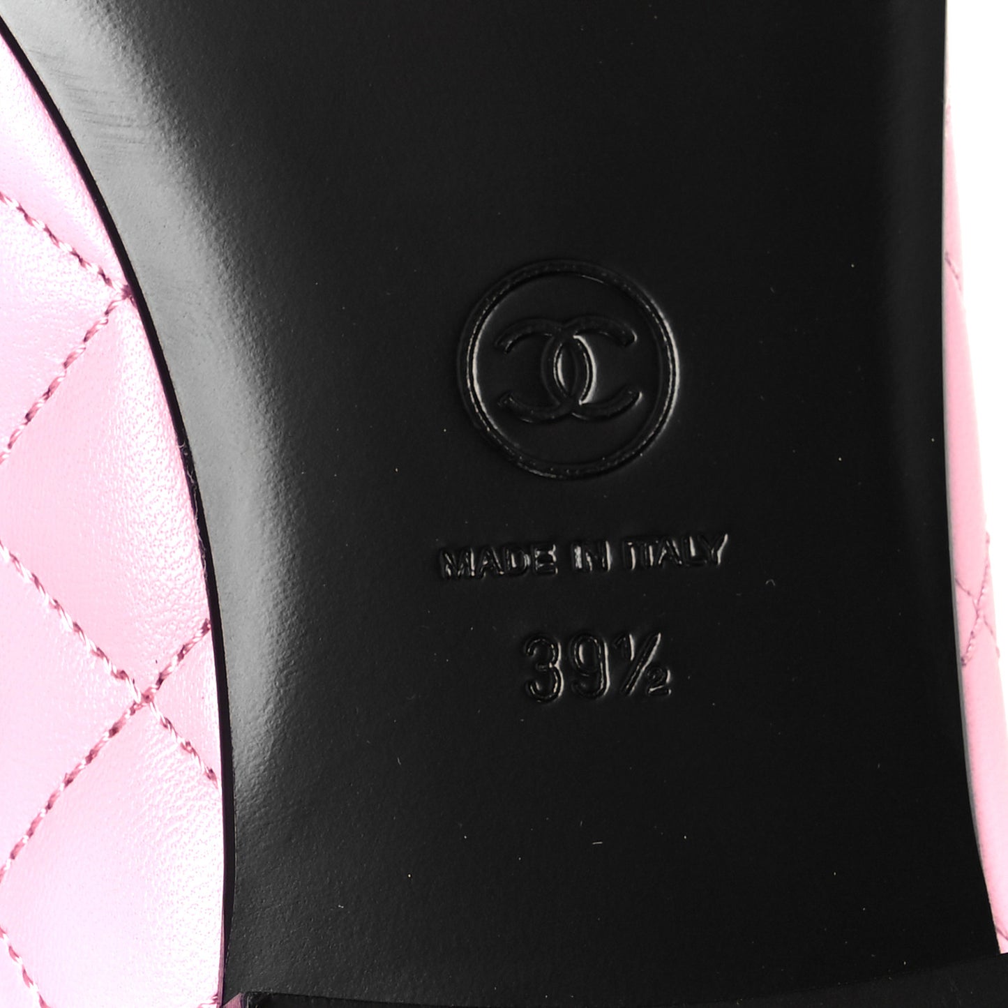 Lambskin Quilted CC Cap Toe Ballerina Flats 39.5 Pink Black