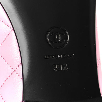 Chanel Lambskin Quilted CC Cap Toe Ballerina Flats 39.5 Pink Black 8 of 10