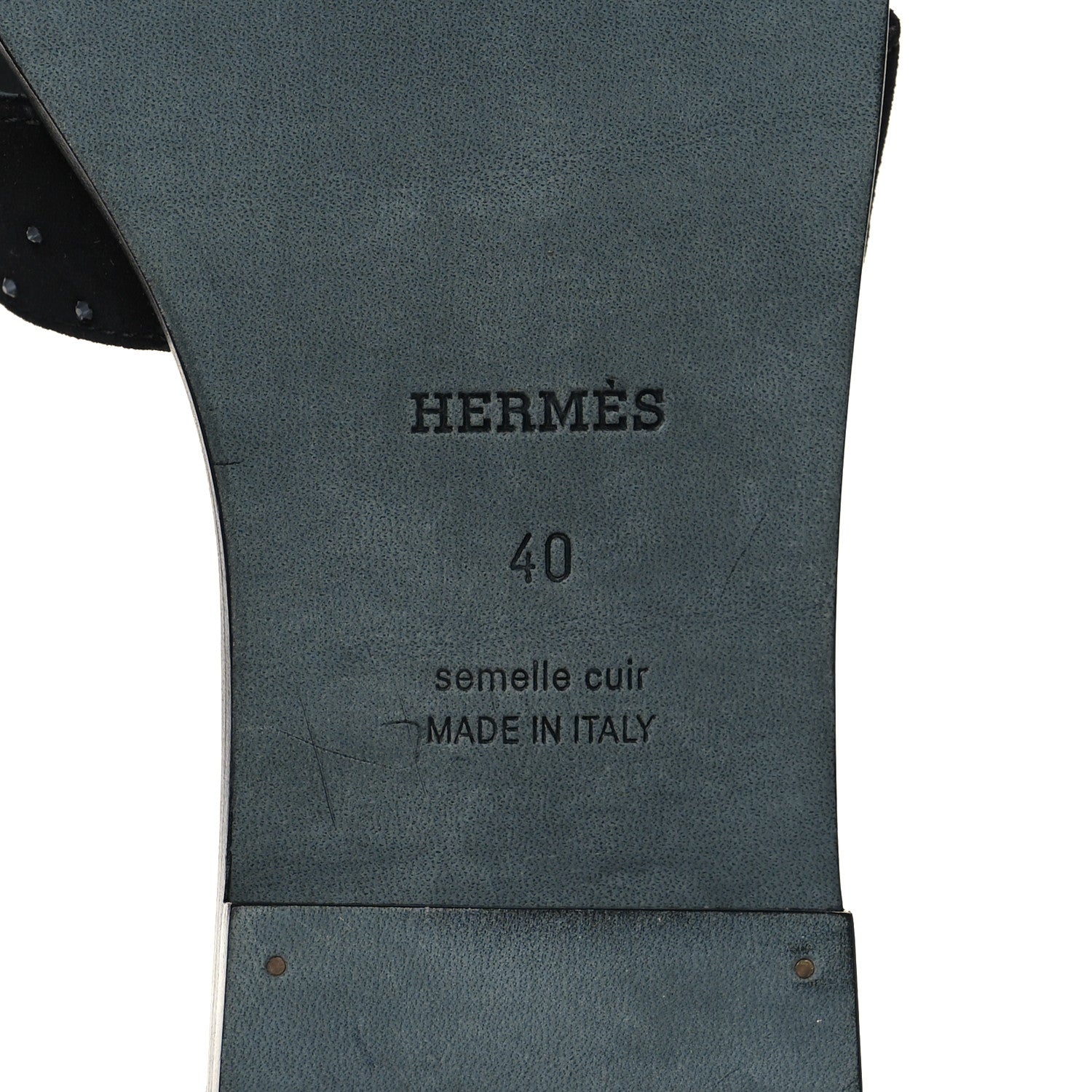 Hermes Goatskin Crystal Oran Sandals 40 Black 6 of 9