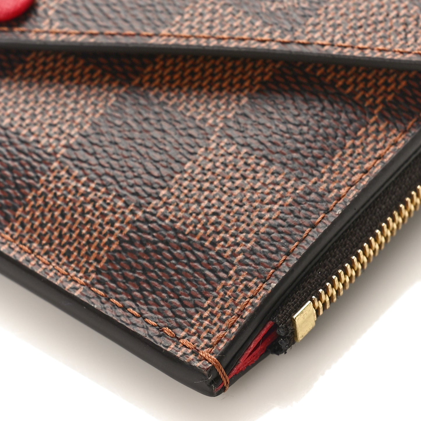 Damier Ebene Recto Verso Card Holder Red
