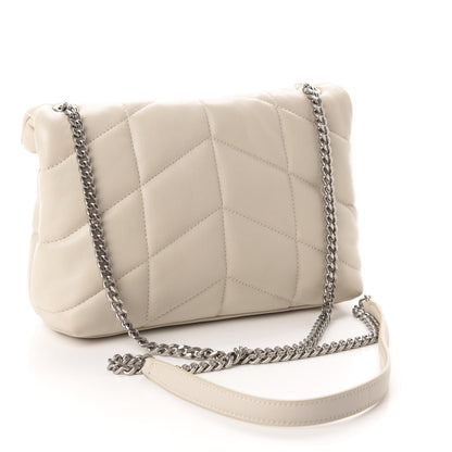 Saint Laurent Lambskin Quilted Toy Loulou Puffer Monogram Chain Satchel Crema Soft 3 of 11