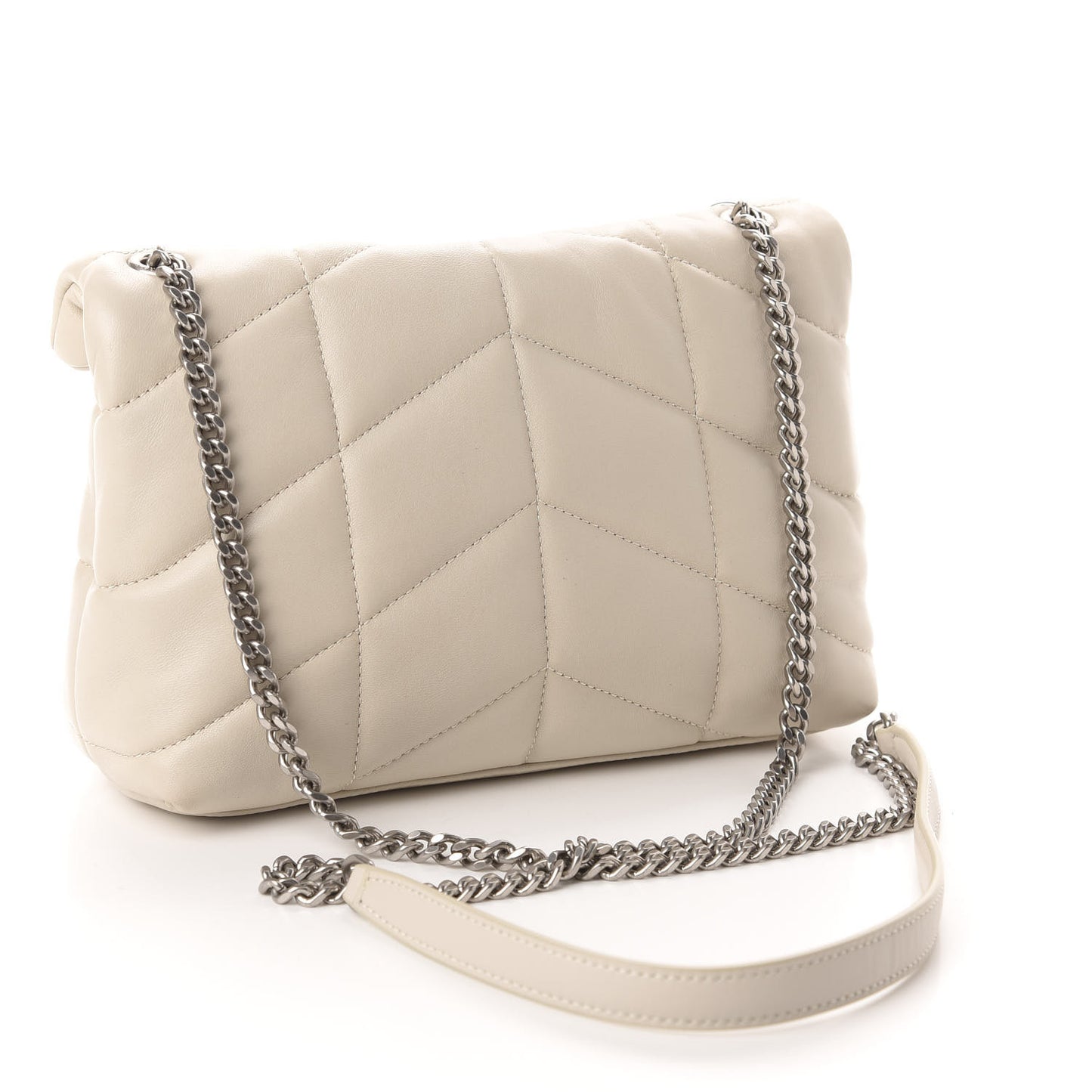 Lambskin Quilted Toy Loulou Puffer Monogram Chain Satchel Crema Soft