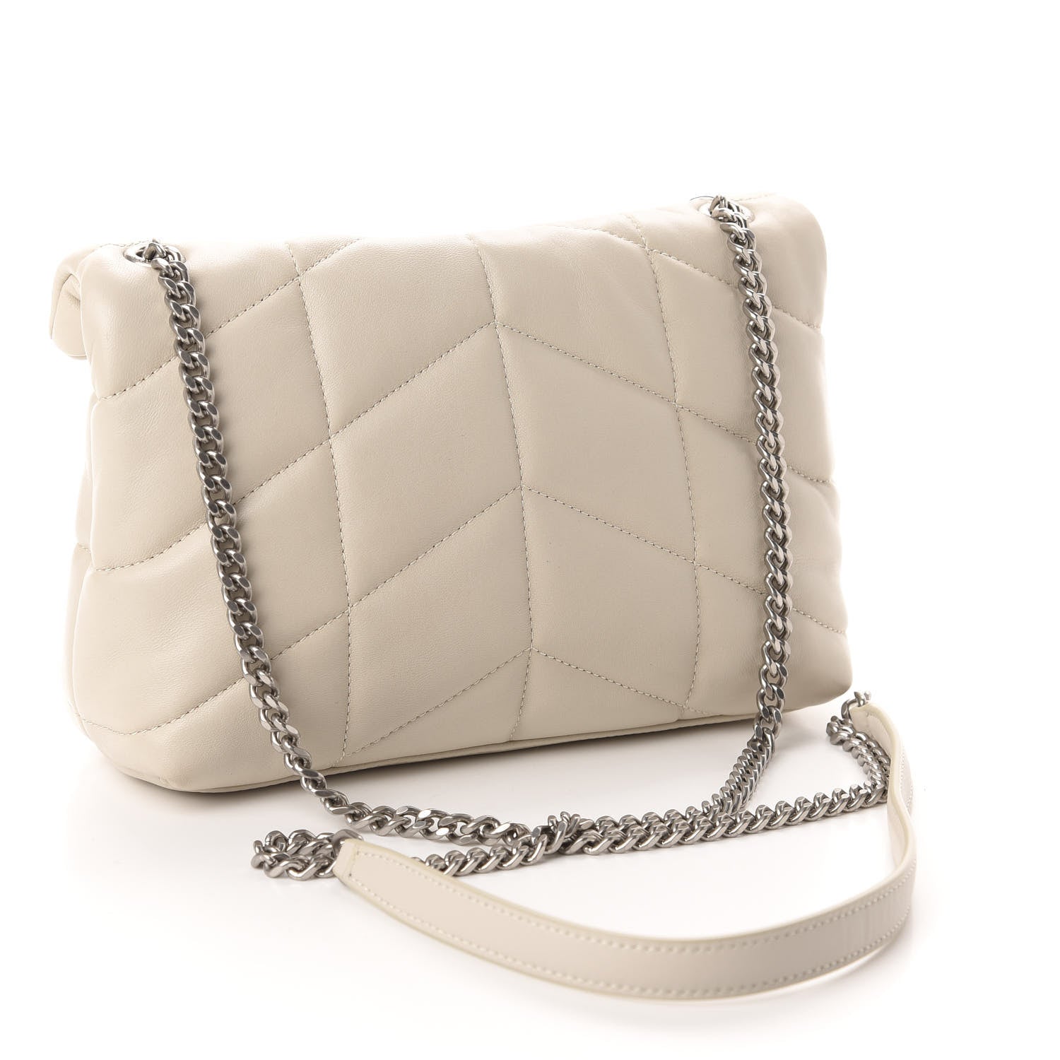 Saint Laurent Lambskin Quilted Toy Loulou Puffer Monogram Chain Satchel Crema Soft 3 of 11