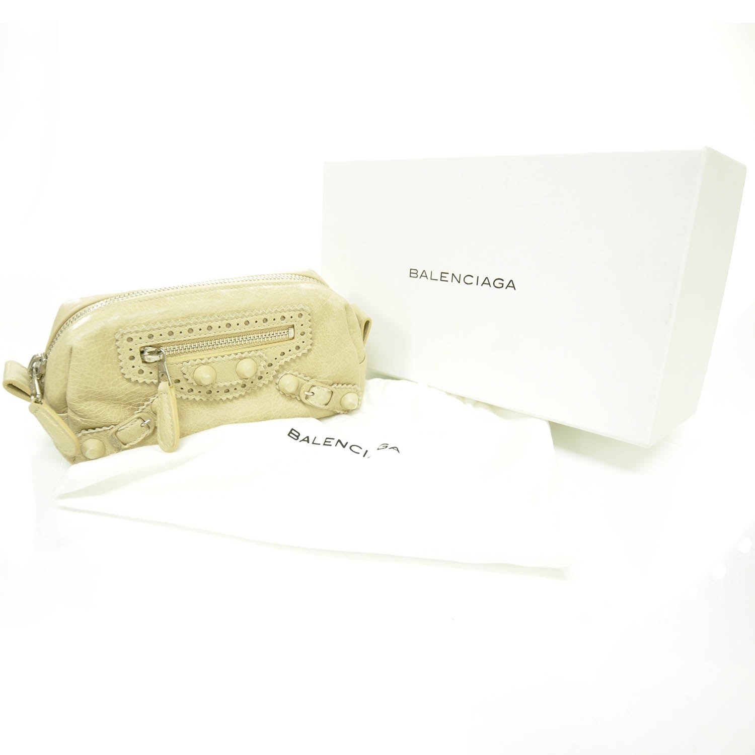 Balenciaga Agneau Giant Brogues Hardware Pencil Make Up Bag 3 of 8