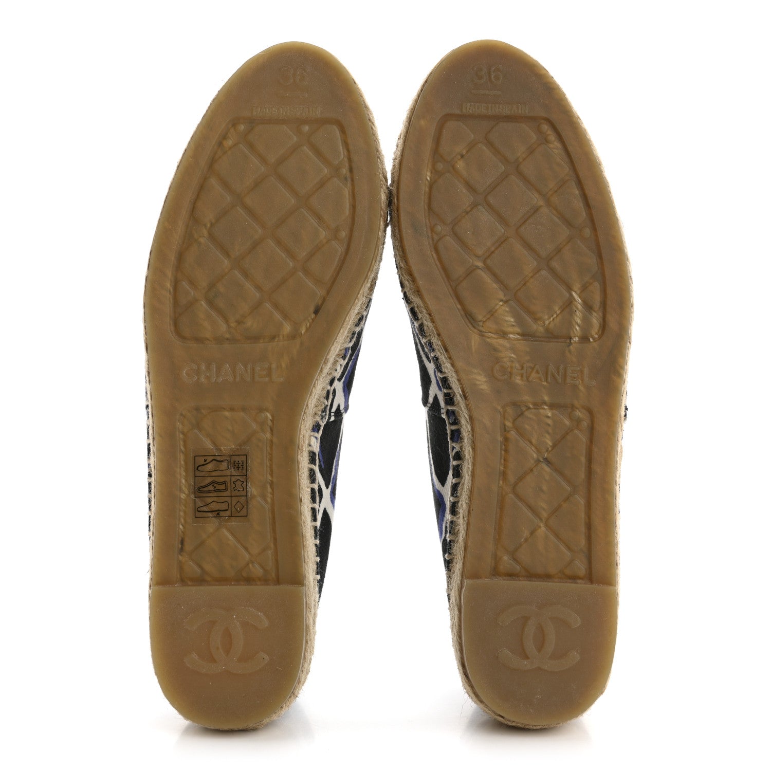 Chanel Printed Canvas Grosgrain Espadrilles 36 Blue Black 6 of 10