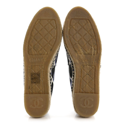 Chanel Printed Canvas Grosgrain Espadrilles 36 Blue Black 6 of 10
