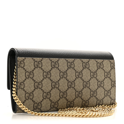 Gucci Dollar Calfskin GG Supreme Monogram Petite GG Marmont Wallet Chain Bag Black Beige Ebony 3 of 11