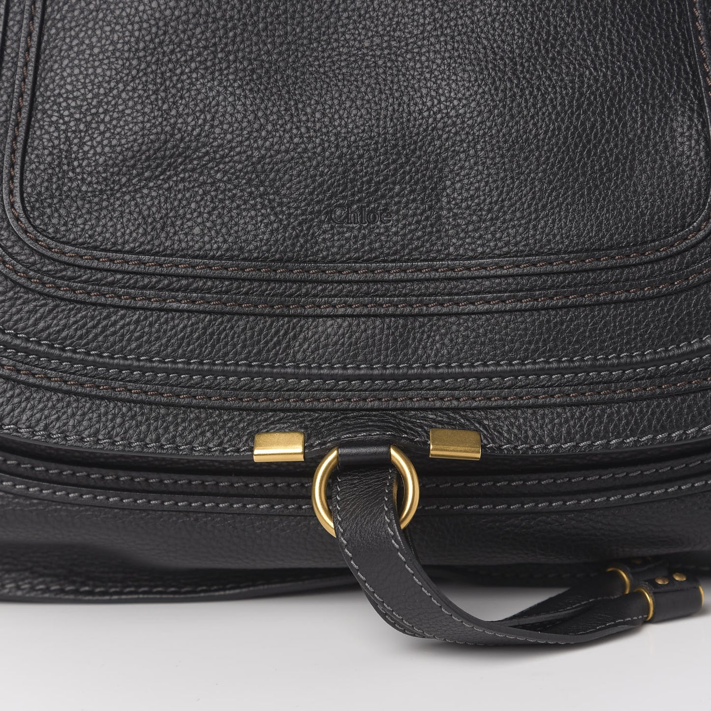 Calfskin Large Marcie Satchel Black