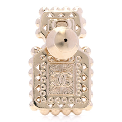 Chanel Resin Crystal Pearl Perfume Bottle CC Brooch White Gold 3 of 5