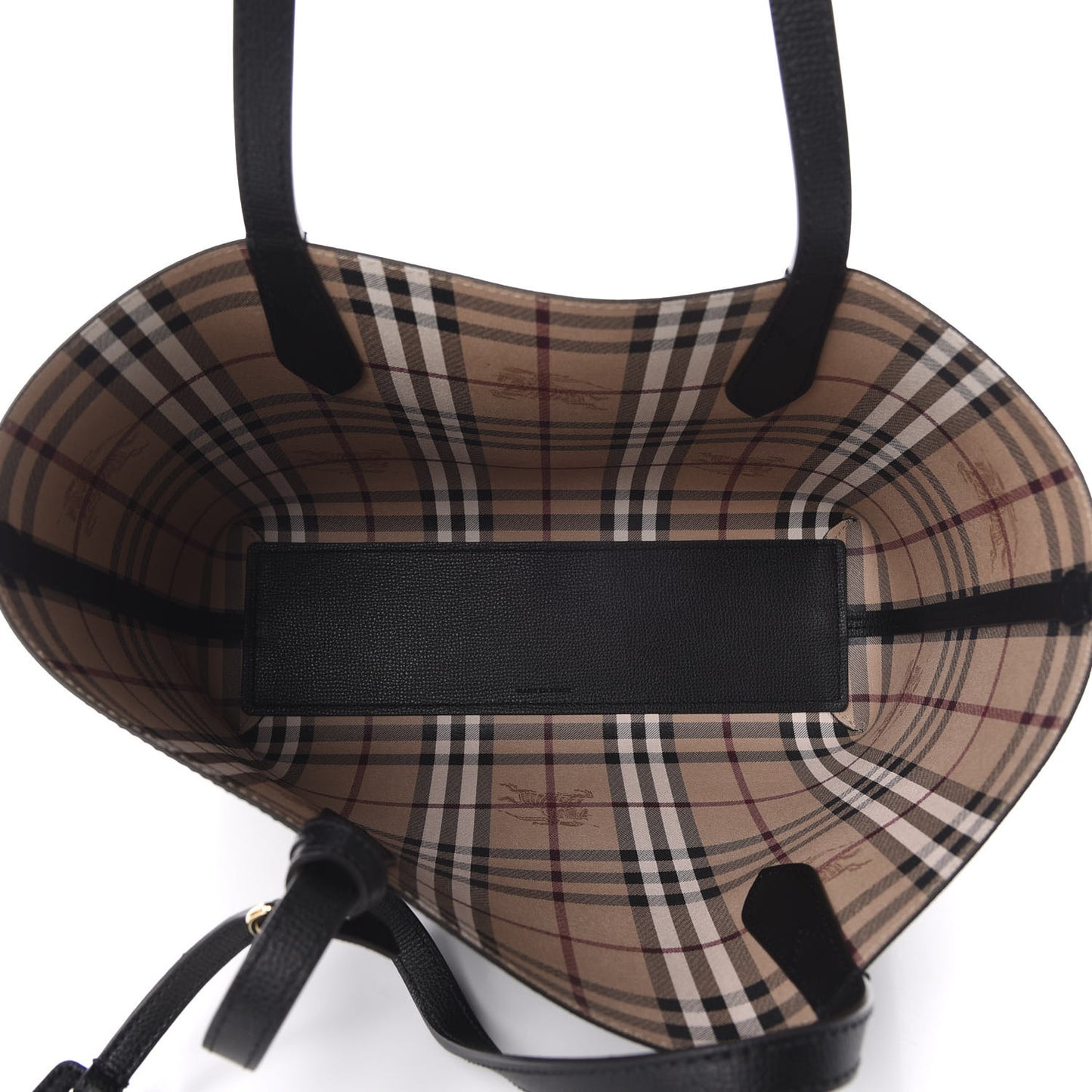 Grainy Calfskin Haymarket Check Small Reversible Tote Black
