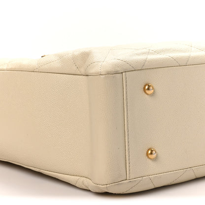 Chanel Caviar Quilted Small Trapezoid Chain Shopping Tote Ivory 10 of 10