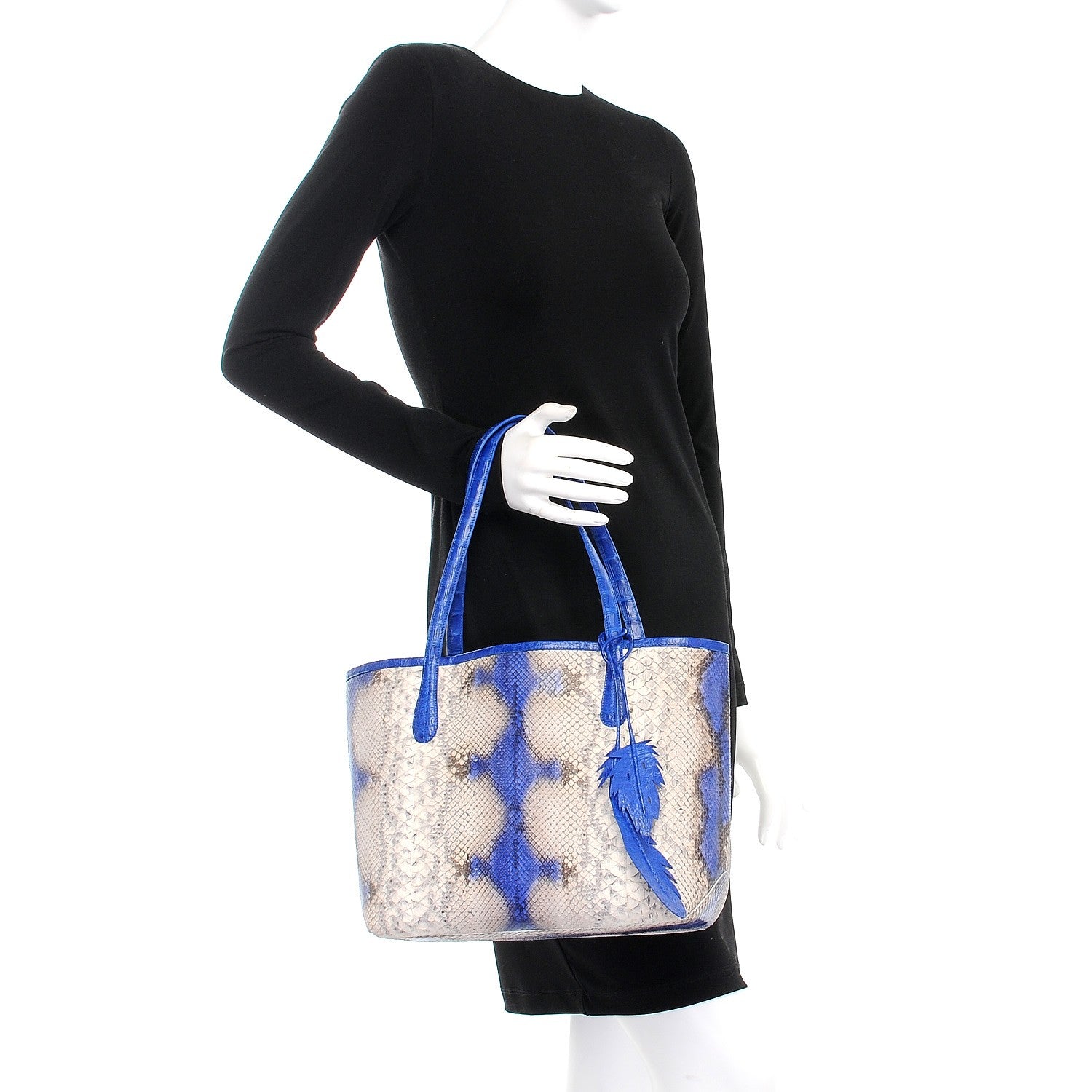 Nancy Gonzalez Python Crocodile Small Erica Shopper Tote Cobalt 2 of 16