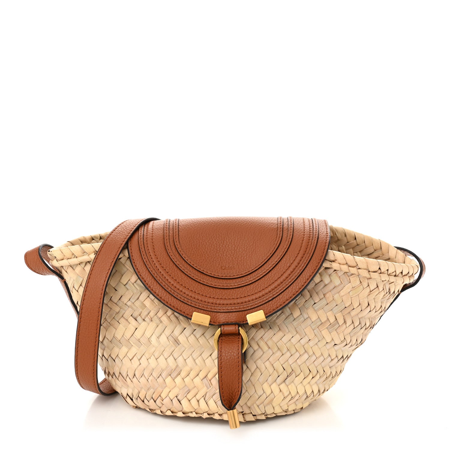 Chloe Raffia Calfskin Marcie Basket Tan 1 of 11