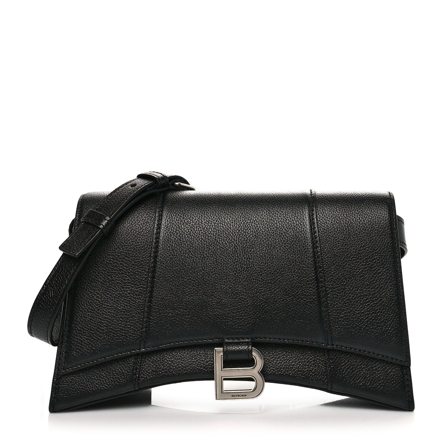 Grained Calfskin Small Hourglass Sling Shoulder Bag Black