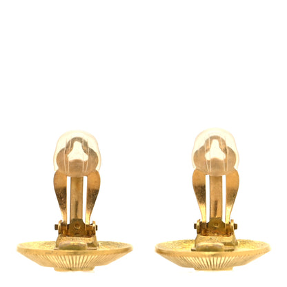 Chanel CC Round Clip On Earrings Black Gold 3 of 4