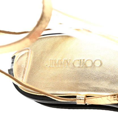 Jimmy Choo Crackled Metallic Calfskin Pine Platform Sandals 39.5 Gold 15 of 16