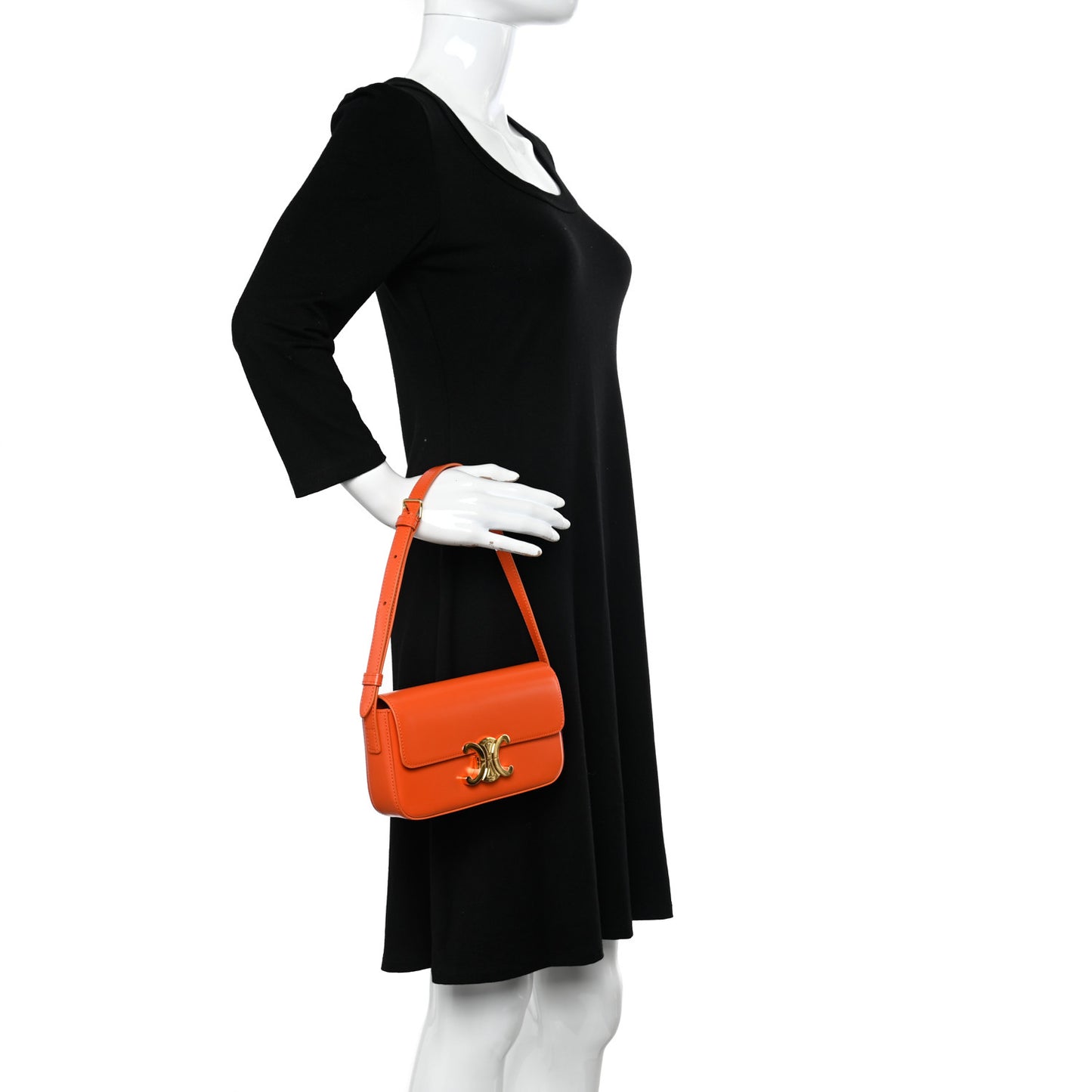 Natural Calfskin Triomphe Shoulder Bag Orange