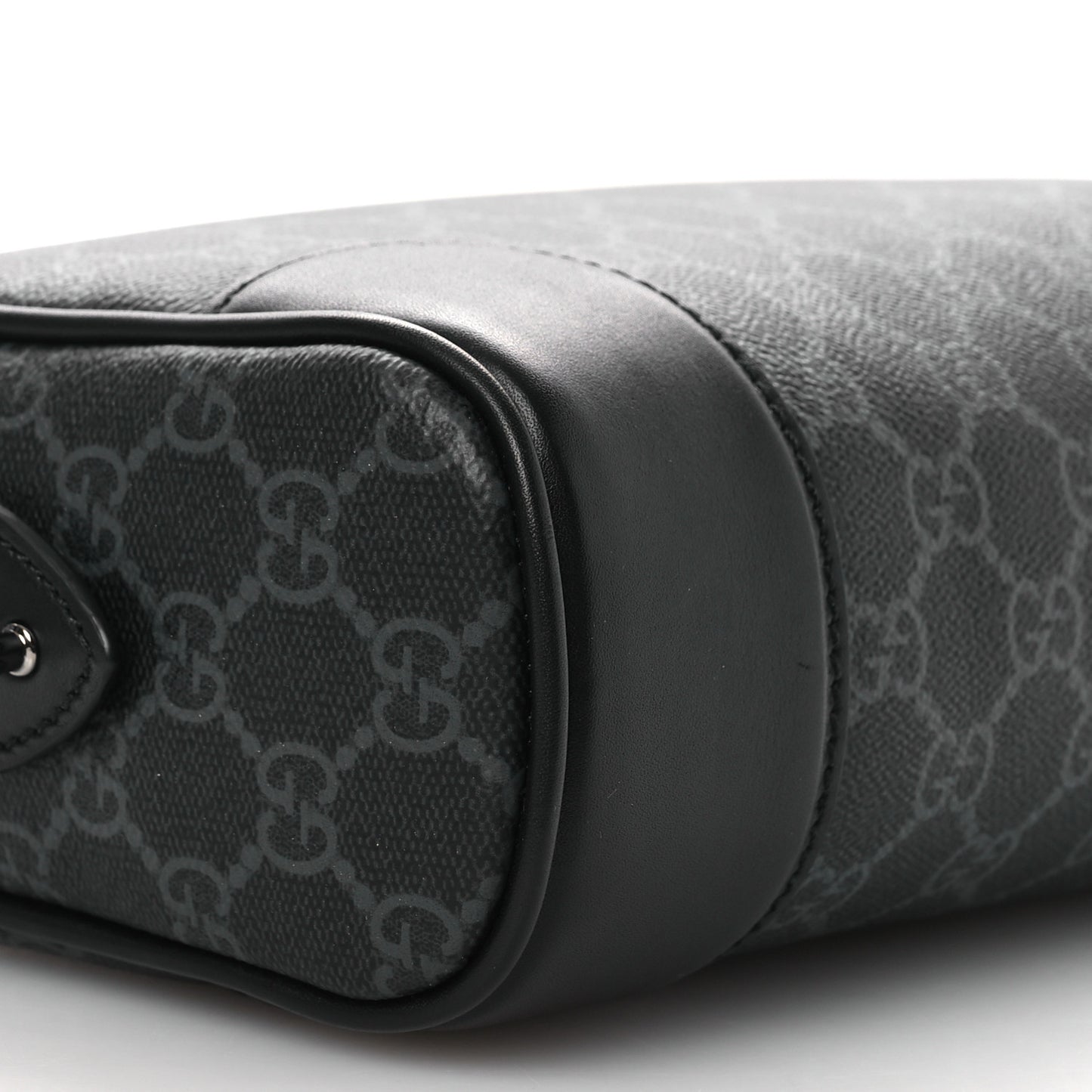 GG Supreme Monogram Textured Calfskin Emblem Small Crossbody Black