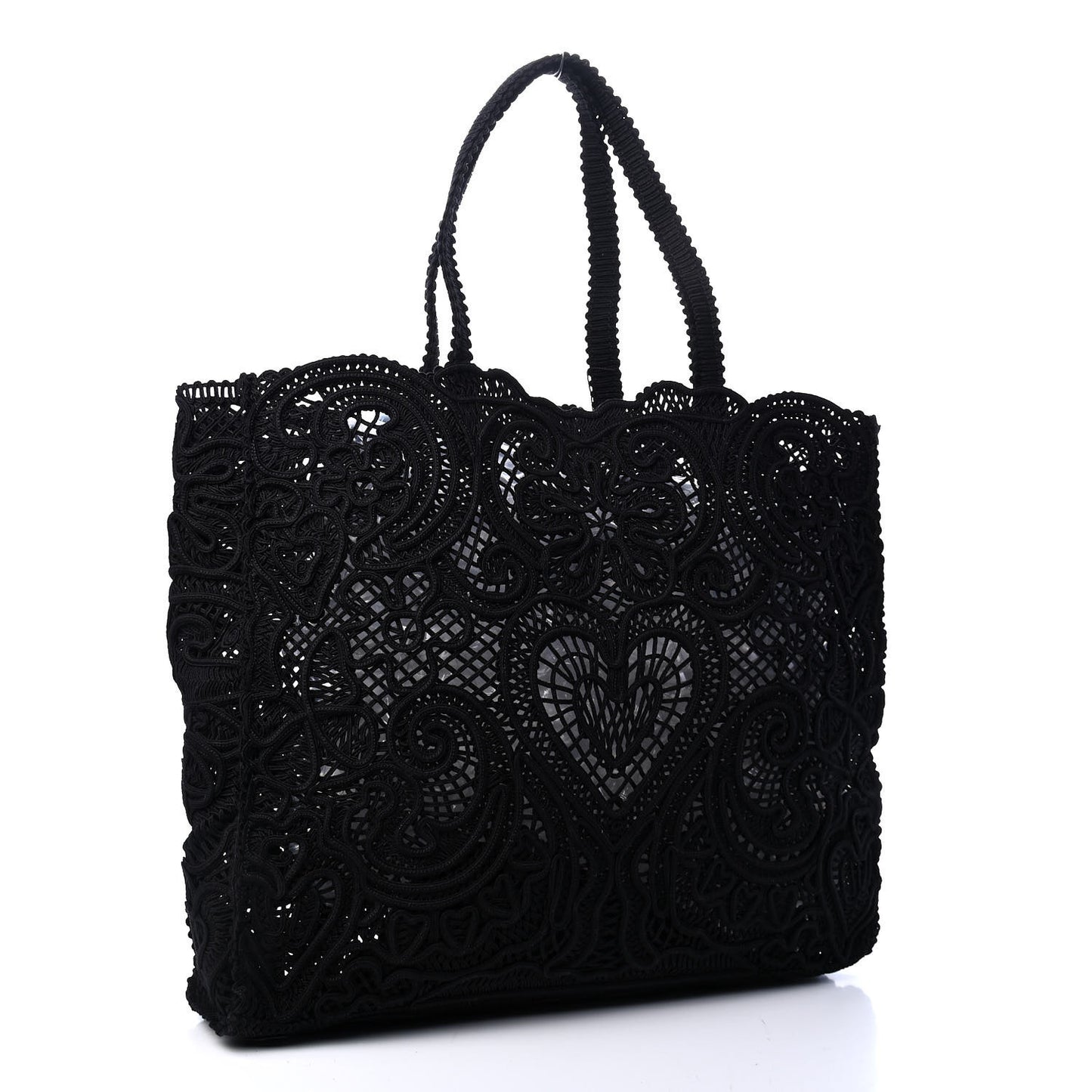 Cordonetto Lace Large Beatrice Tote Black