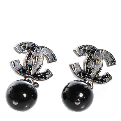 Chanel Glass Bead Globe Drop Earrings Ruthenium 1 of 4