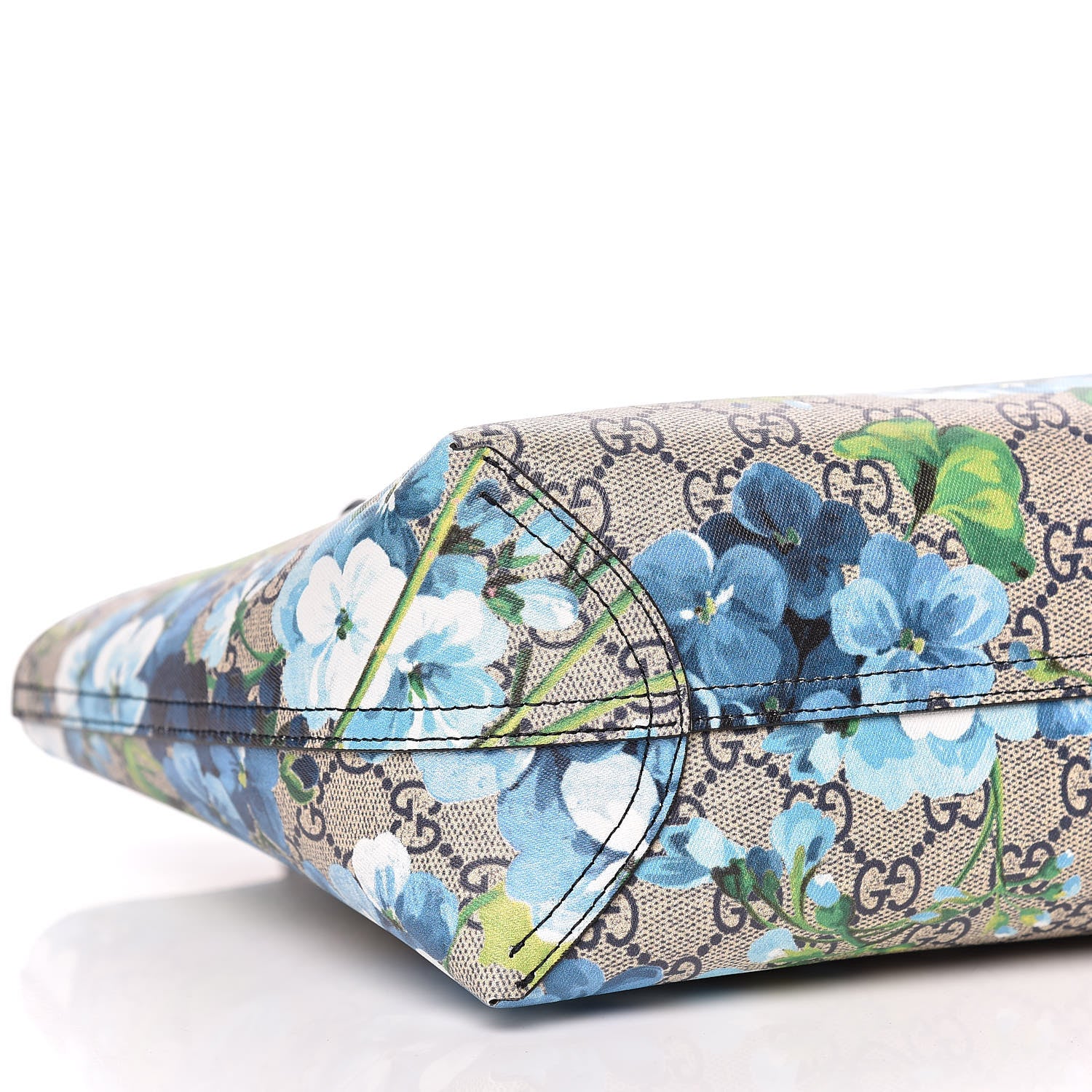 Gucci GG Supreme Monogram Blooms Small Reversible Tote Beige Blue Navy 10 of 14