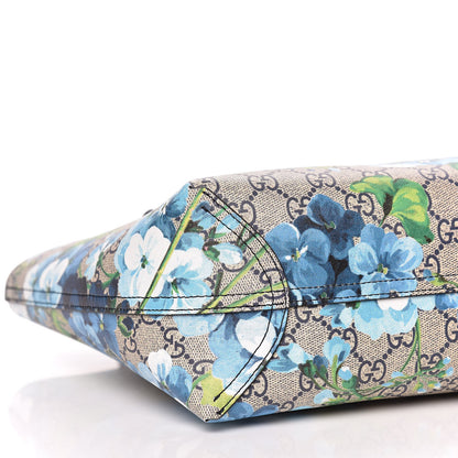 Gucci GG Supreme Monogram Blooms Small Reversible Tote Beige Blue Navy 10 of 14