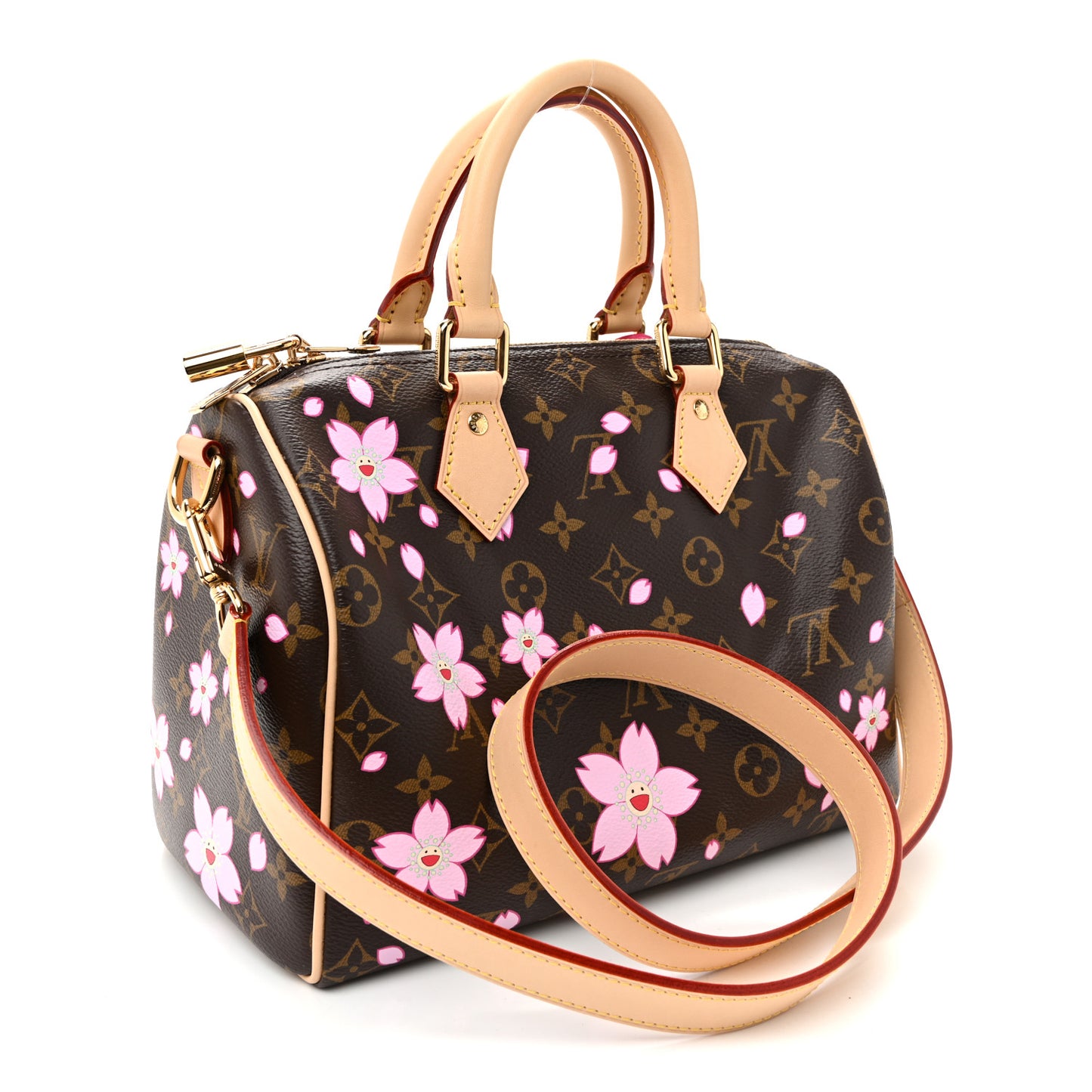 LV X TM Monogram Cherry Blossom Speedy Bandouliere 25 Sakura Brown