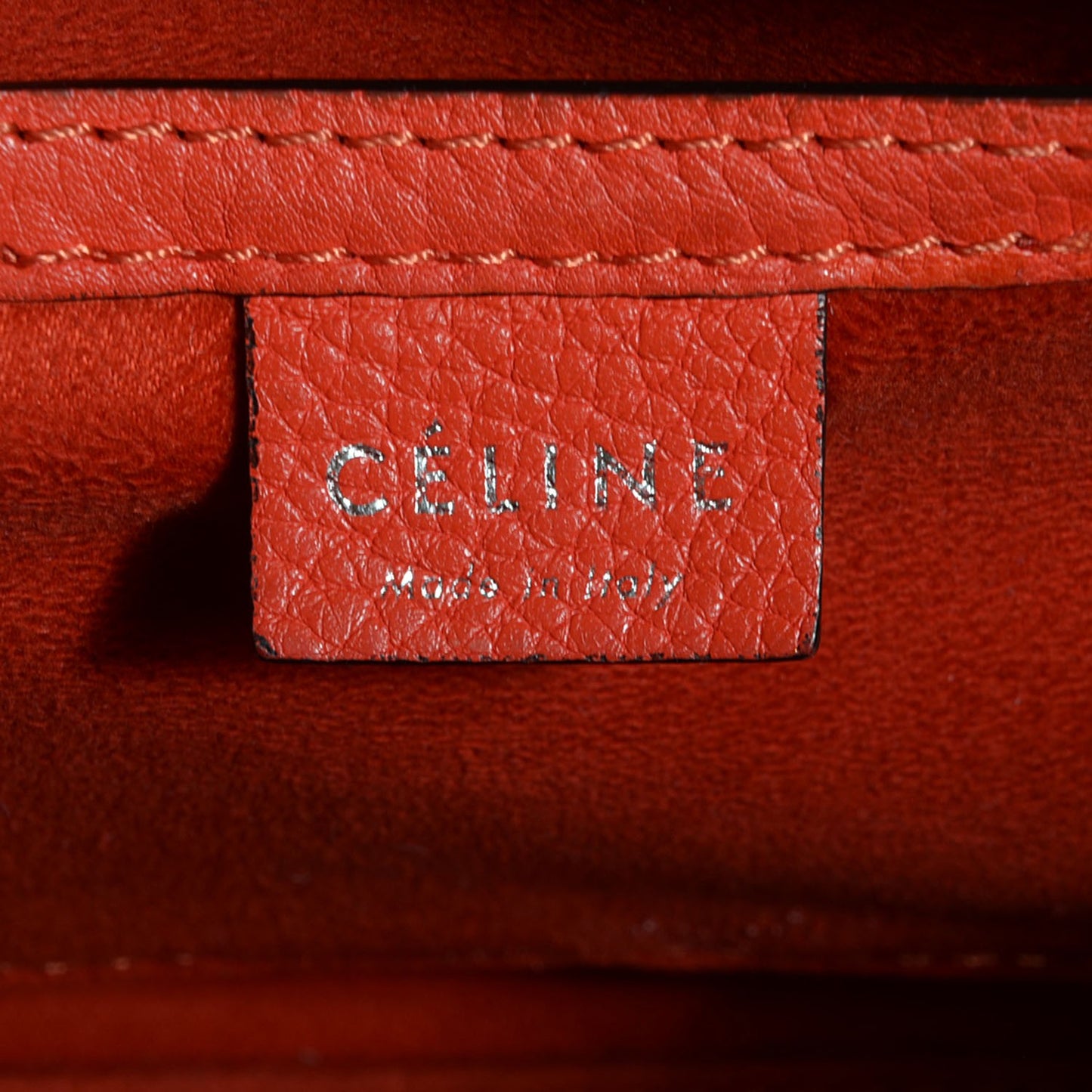Drummed Calfskin Nano Luggage Vermillion