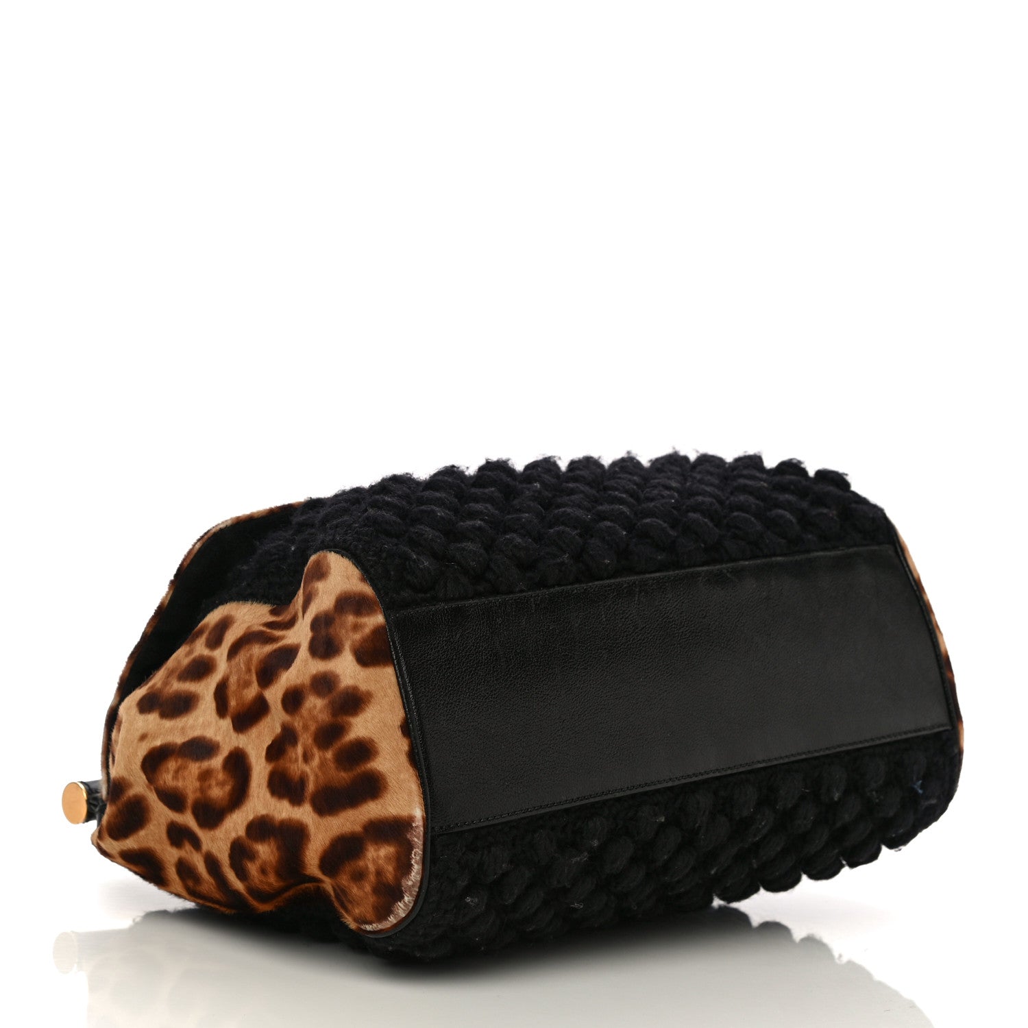 Dolce & Gabbana Calf Hair Leopard Print Knit Miss Sicily Satchel Black Naturale 4 of 29