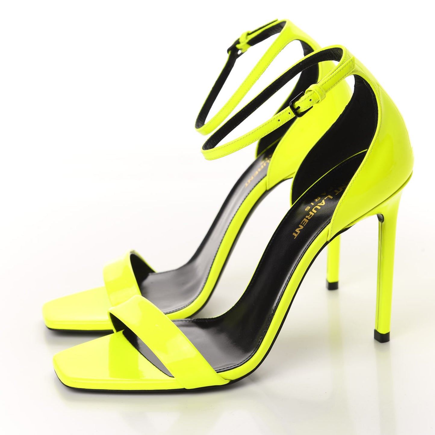 Patent Calfskin Jane 105 Ankle Strap Sandals 39 Yellow Fluo