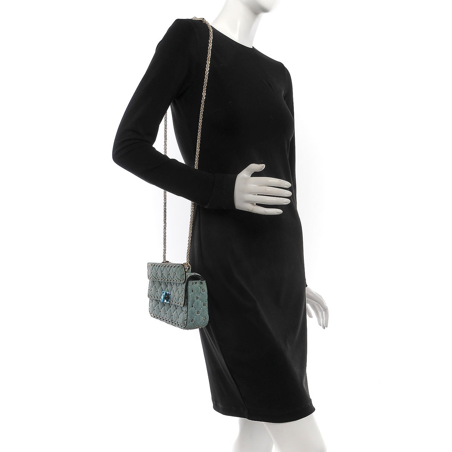 Suede Small Rockstud Spike Shoulder Bag Nube