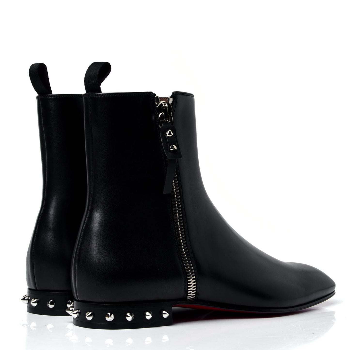 Calfskin Spikes Roadirik Flat Boots 43 Black