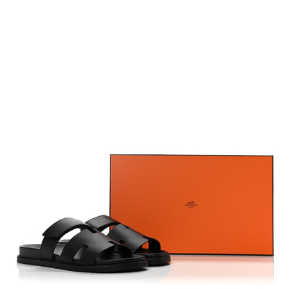 Hermes Calfskin Mens Chypre Sandals 42 Black 10 of 10