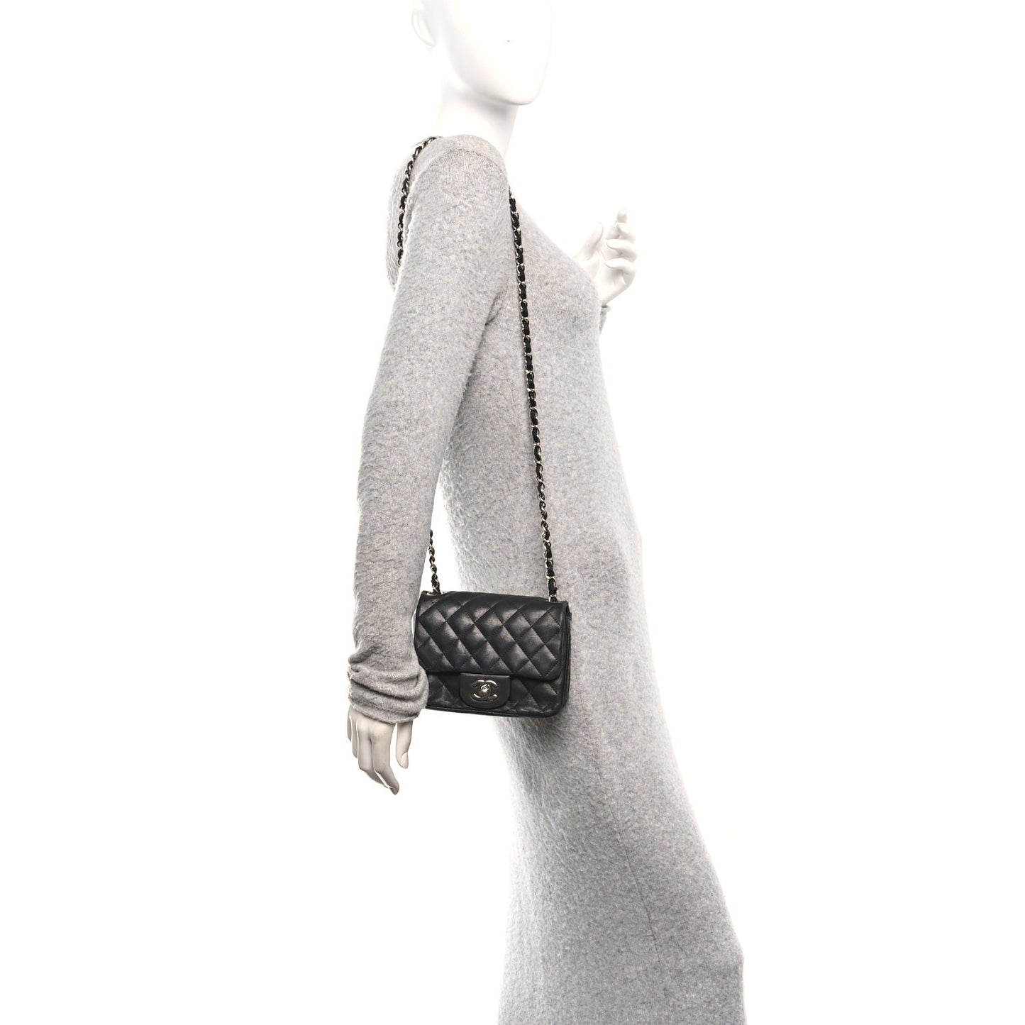 Lambskin Quilted Mini Square Flap Black