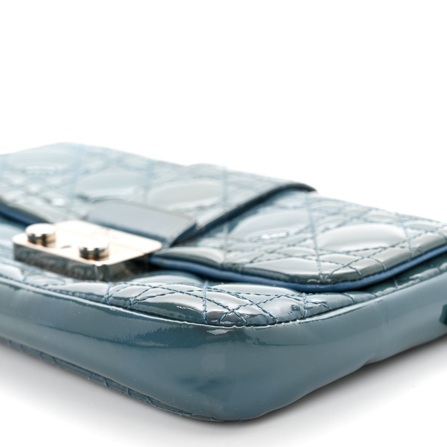 Christian Dior Patent Cannage New Lock Pouch Blue 9 of 11