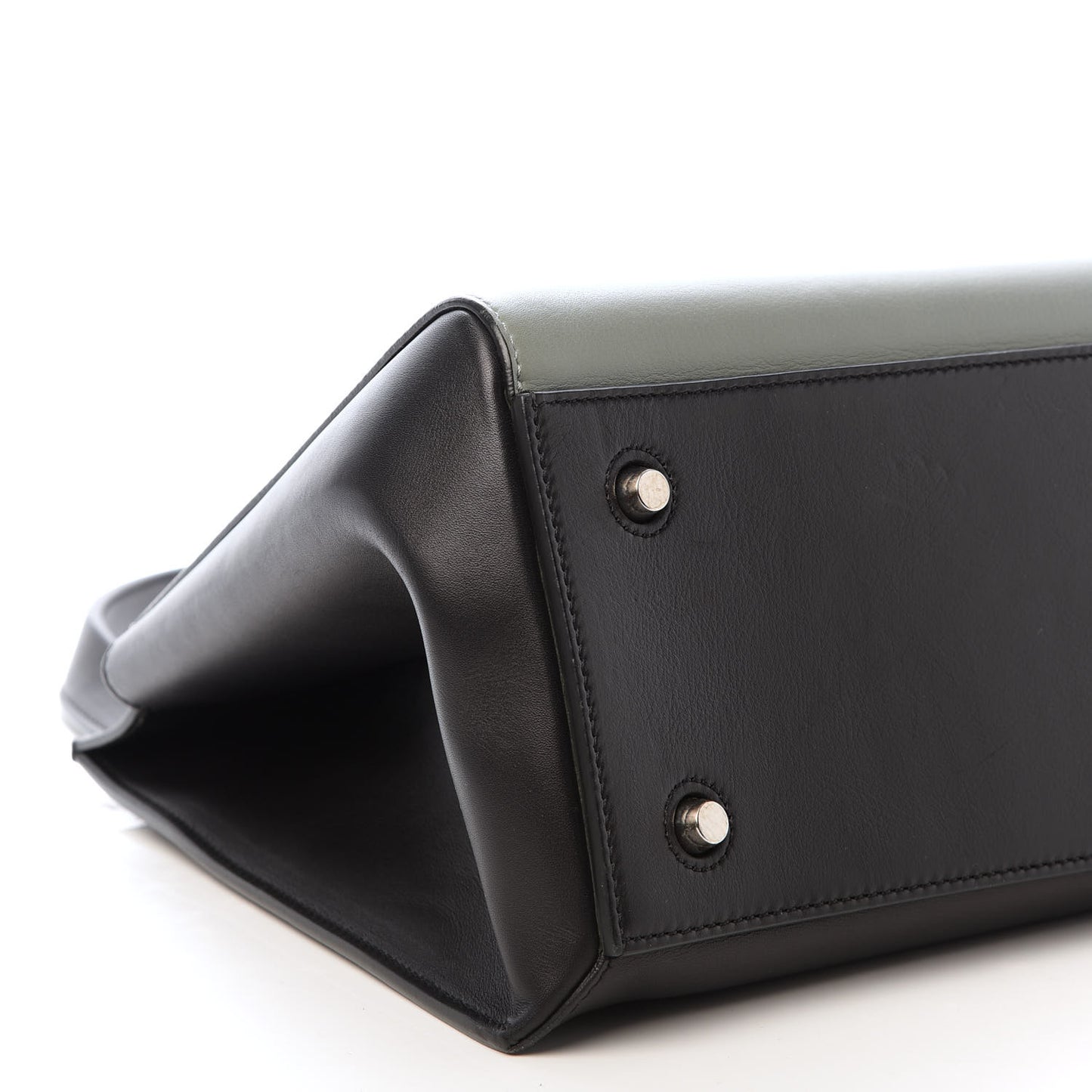 Calfskin Medium Bi-Color Edge Shoulder Bag Almond
