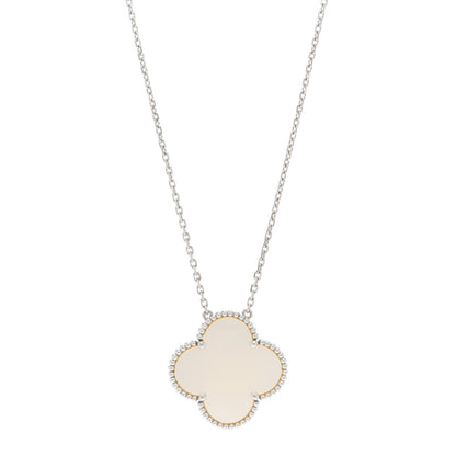 Van Cleef & Arpels 18K White Gold Mother of Pearl Magic Alhambra Pendant Necklace 1 of 5