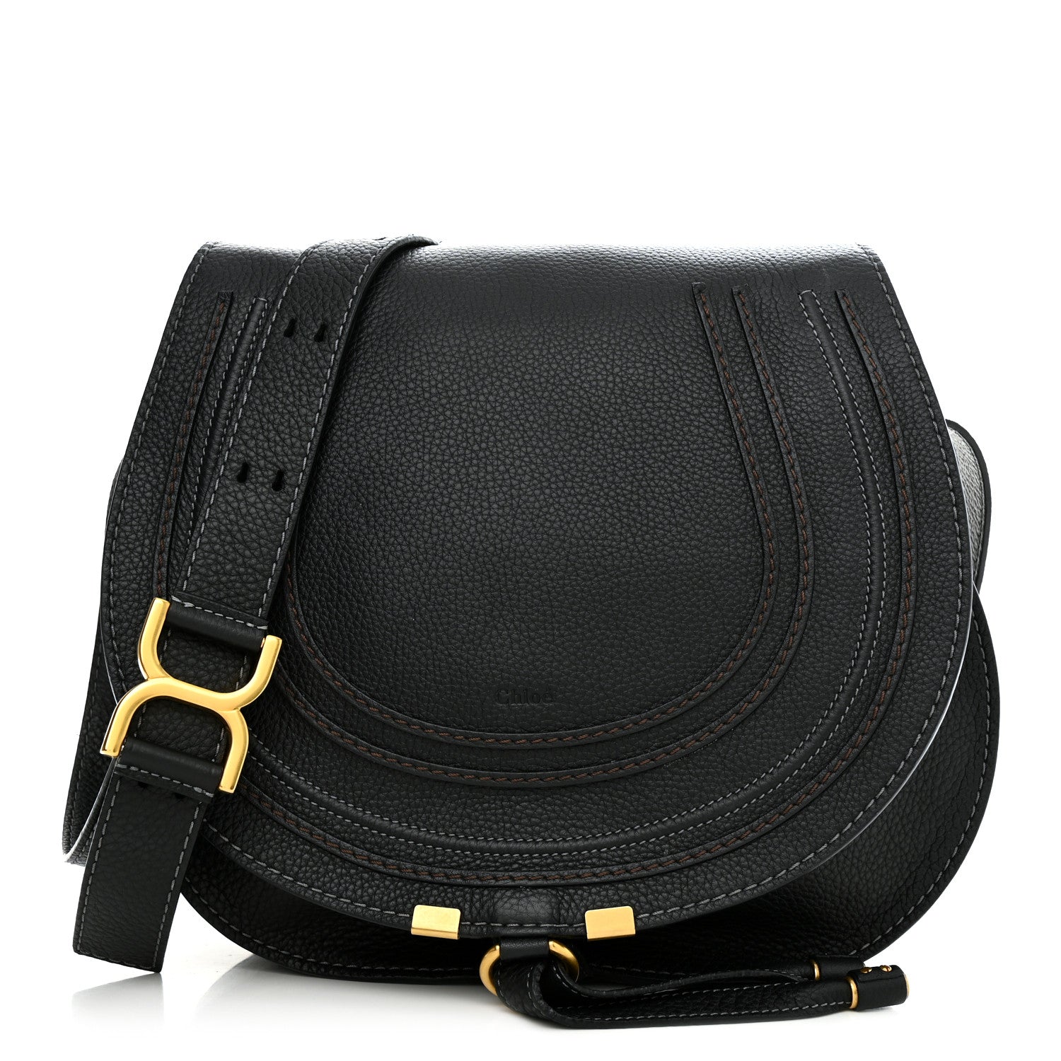 Chloe Calfskin Medium Marcie Round Crossbody Bag Black 1 of 13