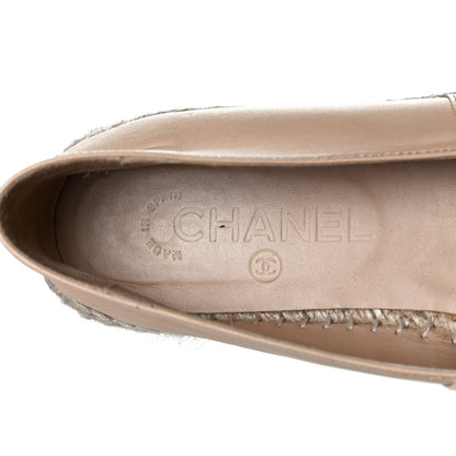 Chanel Lambskin CC Espadrilles 38 Beige Black 10 of 12