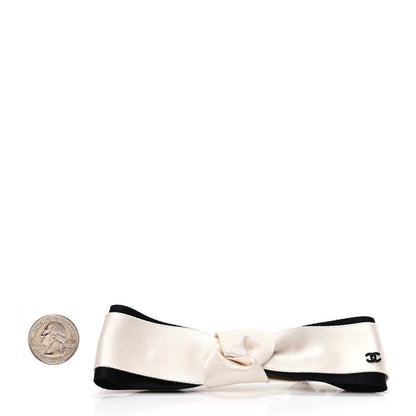 Chanel Satin CC Hair Clip Bow Black White 2 of 6